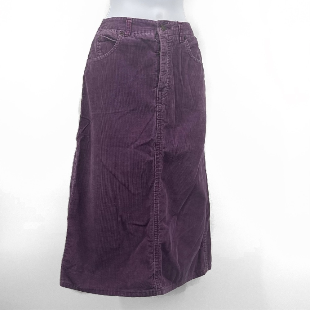 Vintage 80s Calvin Klein Corduroy Skirt | High Waisted Purple Midi | Size 12